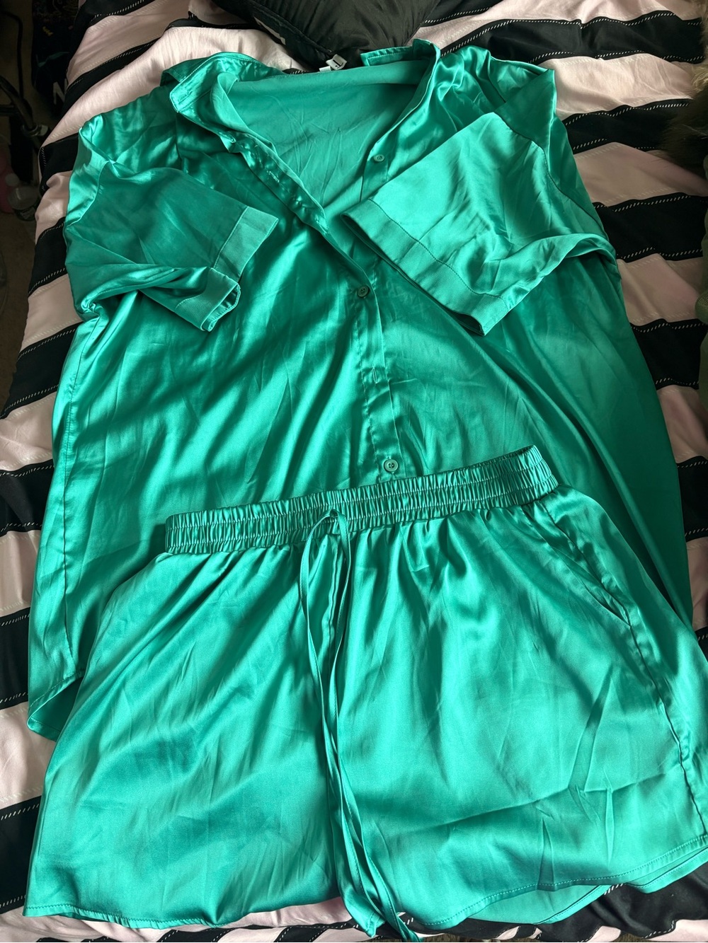 Silky Teal Button-Front Sleep Set - Women